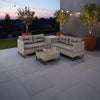 Rattan Corner Fire Pit 4 Seater in Grey