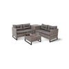 Rattan Corner Fire Pit 4 Seater in Grey