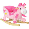 Rocking Horse Plush Ride on Unicorn with Songs, Seat Belt, Pink