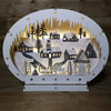 45cm Lit Wooden Oval Village Scene