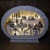 45cm Lit Wooden Oval Village Scene